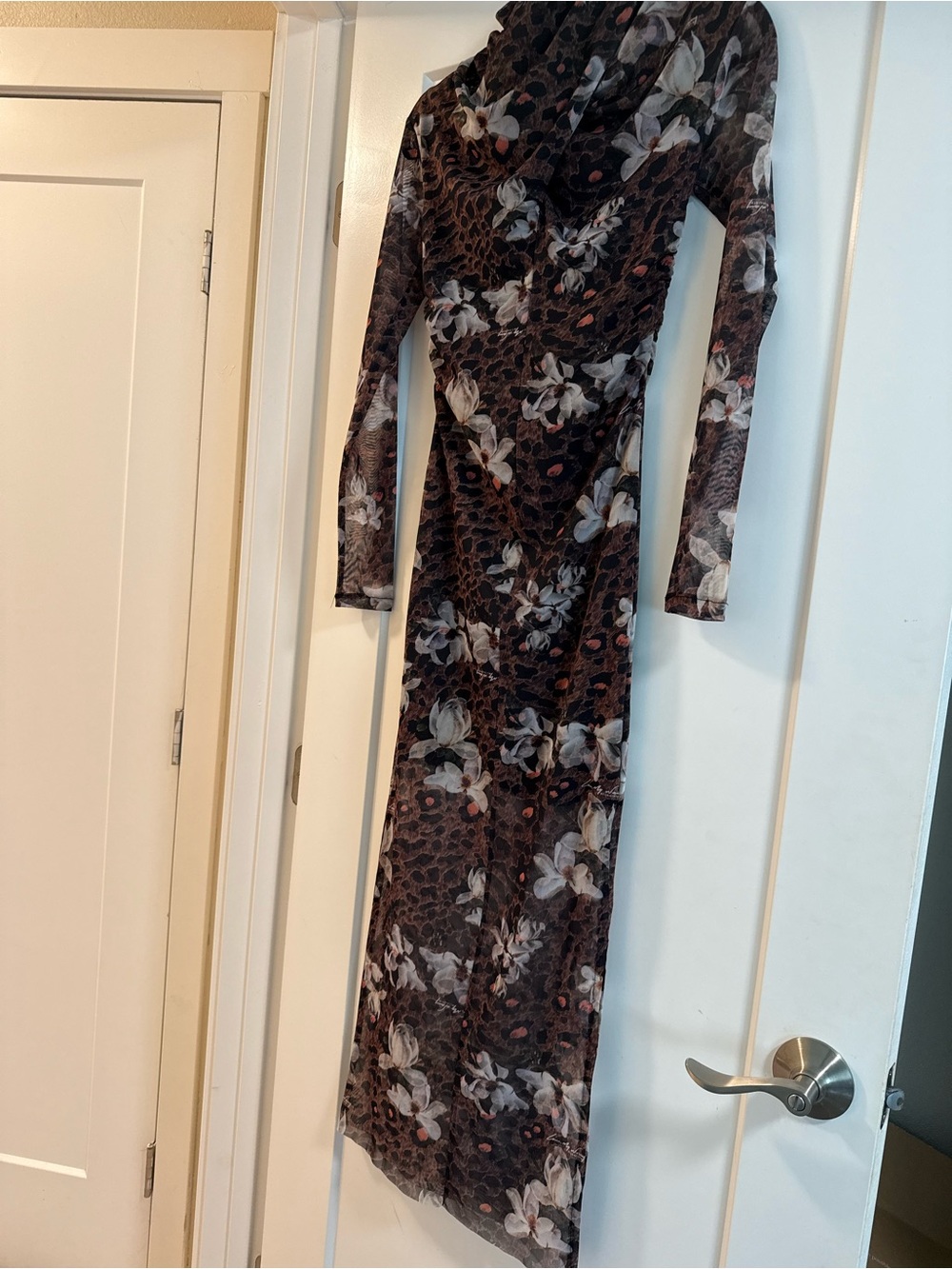 AllSaints Brown Floral Midi Dress